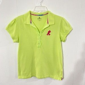Disney Parks Authentic L Original BRIGHT Green Ruffle Mickey Embroidery